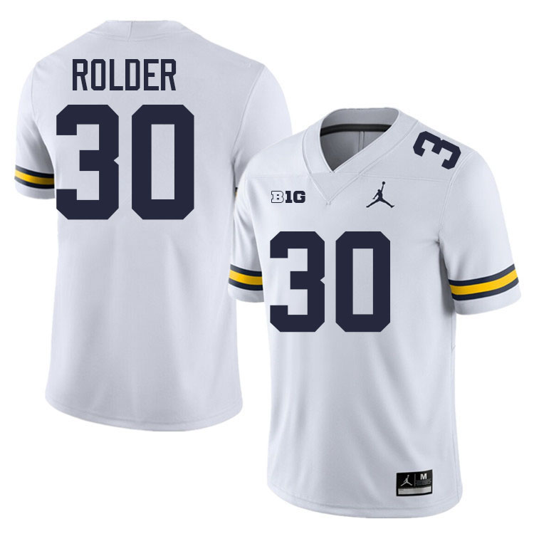 Jimmy Rolder Michigan Jersey,Michigan Wolverines #30 Jimmy Rolder College Football Jersey Youth-White